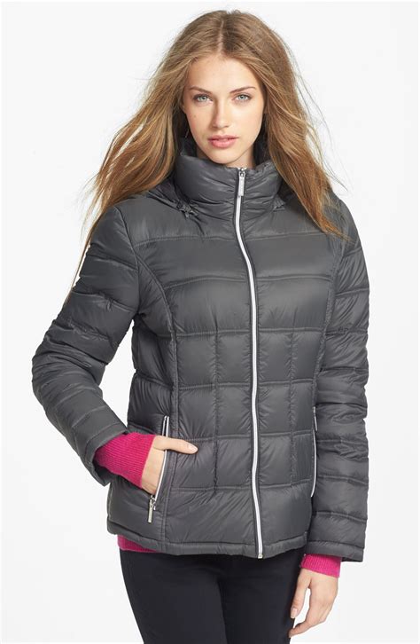 michael kors packable down jacket grey|Michael Kors packable puffer jacket.